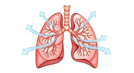 Human Lungs Illustration with Airflow