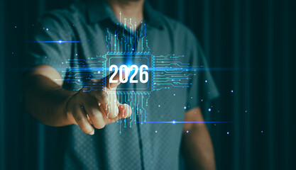 Pointing at 2026 &mdash; New Beginning and Future Direction Concept