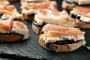Blueberry Camembert Prosciutto Bruschetta or Toasts. Party Food