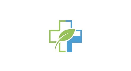 Medical Cross with Leaf Logo Symbol