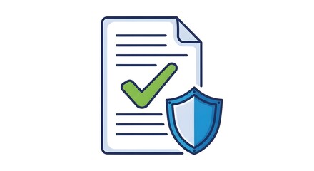 Document Checked Security Shield Illustration