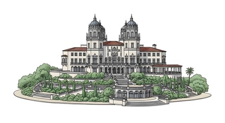 Illustration of a Grand Mediterranean Mansion
