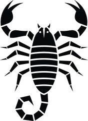 Black Silhouette of Scorpion Zodiac Sign or Insect Vector Illustration