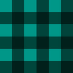 A classic seamless geometric square straight plaid repeat pattern of teal and soft black, programmatic seamless background