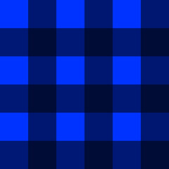 A classic seamless geometric square straight plaid repeat pattern of royal blue and soft black, programmatic seamless background