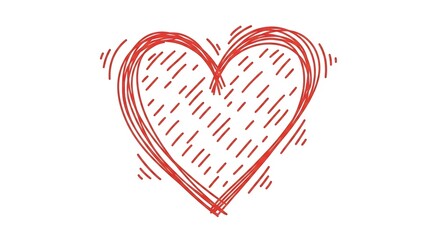 Hand-Drawn Red Heart Doodle Isolated on White