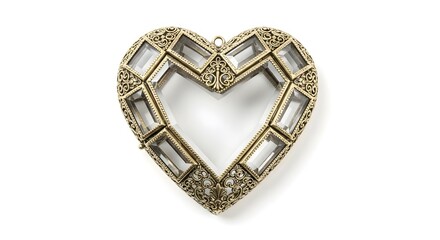 Antique Heart Photo Frame Isolated on White