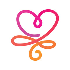 Stylized Gradient Heart Line Art with Swirls