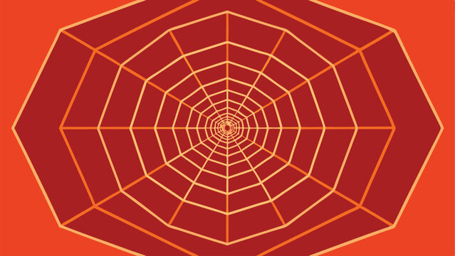 Octagonal Tunnel Effect with Red and Orange Graduated Lines abstract geometric