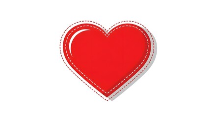 Red Heart Shape with Stitched Border