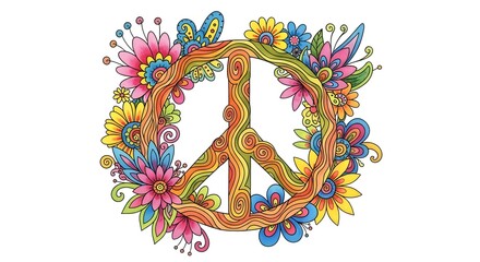 Floral Peace Sign Illustration