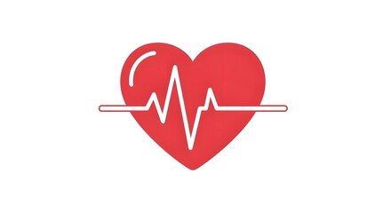 Red Heart with Heartbeat Line Vector Icon