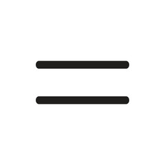 Two horizontal black lines centered on a white background representing equality vector icon illustration