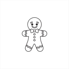 Cute Gingerbread Man Simple Outline