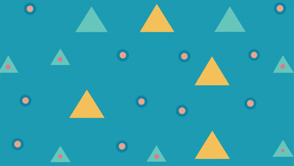 Scattered Triangles and Circles on Teal Background Simple Geometric Pattern abstract shape