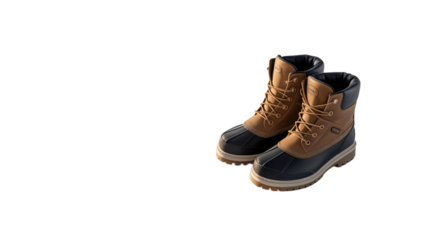 Sturdy and stylish pair of winter boots on a solid ground.