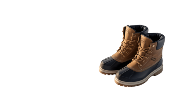 Sturdy and stylish pair of winter boots on a solid ground.