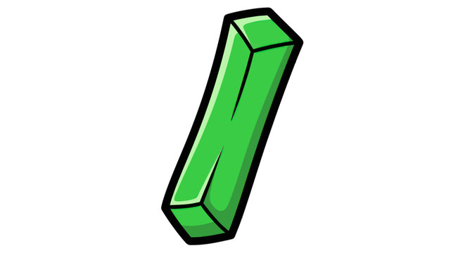 Green Rectangular Gemstone With Facets And Outline.