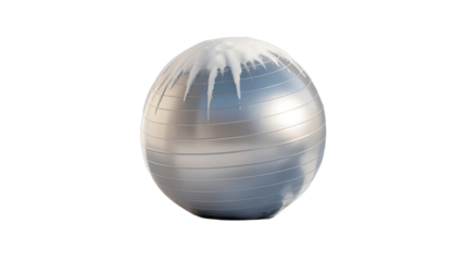 An exercise ball adorned with icicles, symbolizing the challenge and cool of fitness.