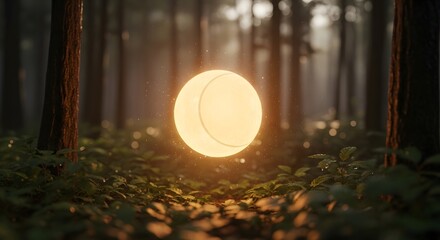 Glowing orb illuminated within a forest setting mysterious concept illustration