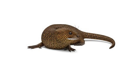 A unique, digitally rendered creature with a spiky, round body and a long, pointed snout, resembling a fantastical reptile or mammal hybrid, isolated on a white background.