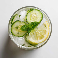 Glass of cucumber lemon detox water