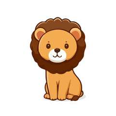 Cute lion illustration on isolated white background