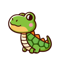 baby crocodile illustration on an isolated white background