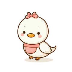 Cute illustration of a little bird on isolated white background