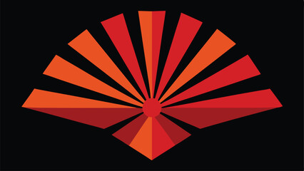 Stylized Red Orange Fan Shape With Sunburst Effect On Black Background abstract rays