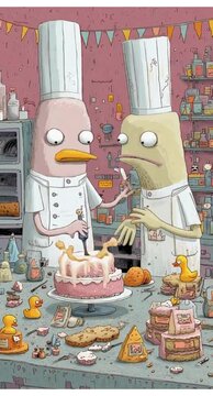 Cartoon comic characters busy in doing something different making children laugh but learn something. Kids reel, post idea.