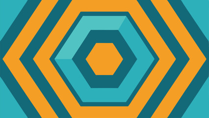 Teal and Orange Hexagonal Pattern Abstract Geometric Background shape