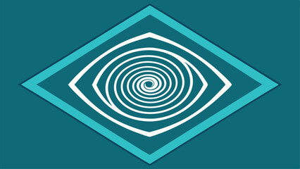 Teal Diamond Frame with White Swirling Spiral Inside abstract geometric