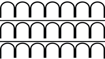 Three Rows of Black Arches Against a White Background architectural architecture