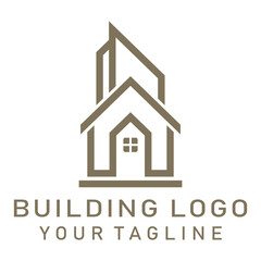 Building logo design, residential real estate construction symbol.