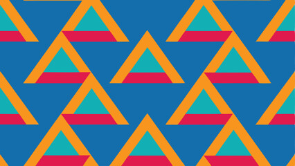 Vibrant Geometric Pattern Of Overlapping Triangles In Blue Orange Teal And Red abstract