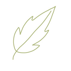 Stylized Single yellow leaf line illustration art