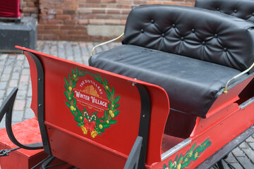 Fototapeta premium Winter Village sleigh at The Distillery Historic District, Toronto