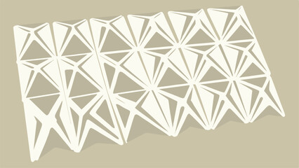White Geometric Pattern with Shadow on Beige Background abstract