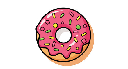 Delicious pink frosted donut with colorful sprinkles sweet treat.
