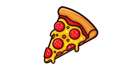 Delicious Pepperoni Pizza Slice with Melted Cheese Cartoon.