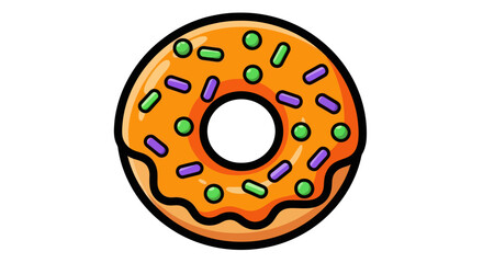Delicious Orange Frosted Donut with Colorful Sprinkles.