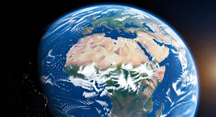 Planet earth view from space showing continents and oceans against black