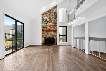 modern living room with fireplace