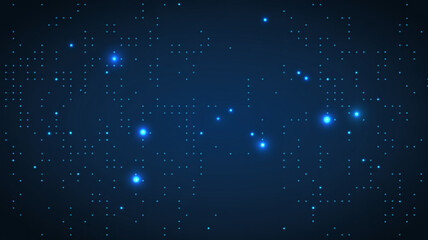 Obraz premium Dark blue digital grid with glowing blue points abstract background