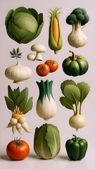 set of fresh vegetables