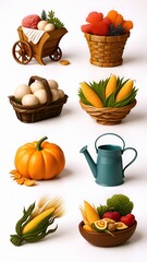 set of different food
