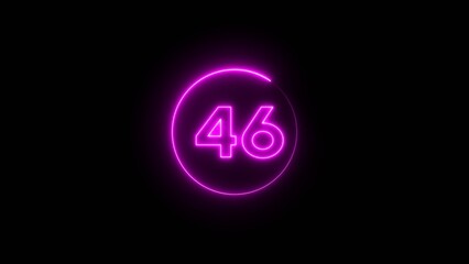 Neon counting 46 number.  Neon number text illustration.