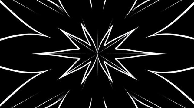 Seamless black and white geometric star and snowflake pattern vector illustration 