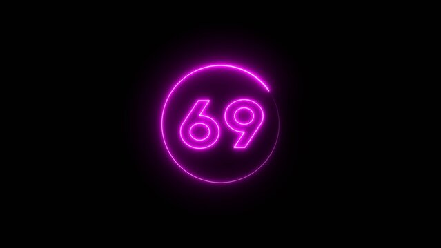 Neon counting 69 number.  Neon number text illustration.